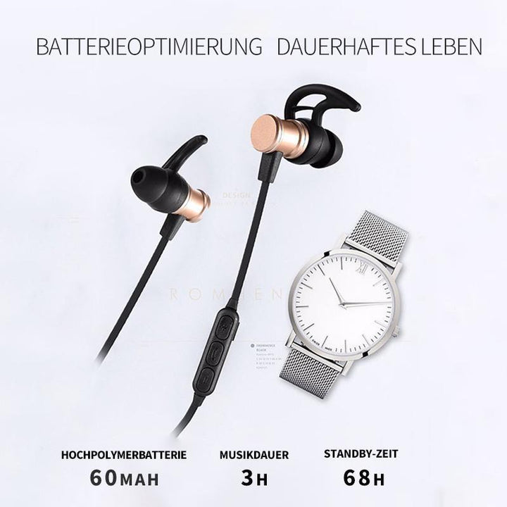 Skanto | Bluetooth-Hodetelefoner, Stereo In-Ear Hodetelefoner, Sikker Passform For Sport, Treningssenter, Reise (Vanntett, Støyreduserende Mikrofon)
