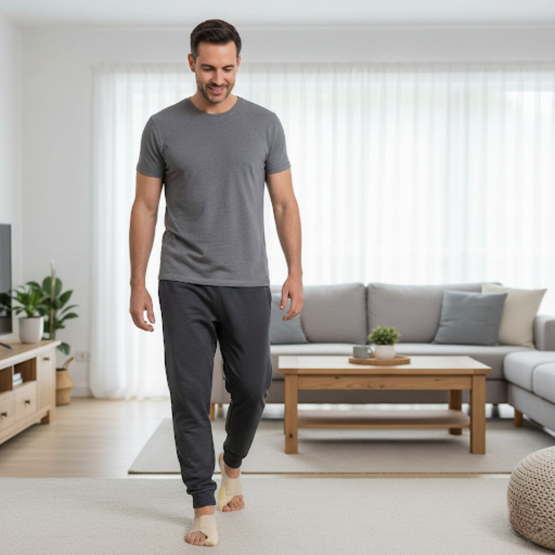Smertereduserende gelpadding – Ultra-slim stretchstoff – Hverdagskomfort og justering for hallux valgus Skanto