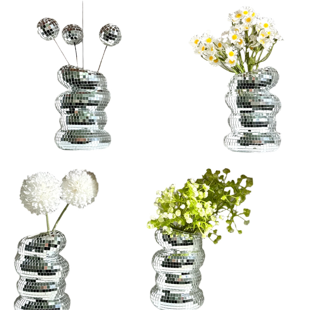 Speilbelagt disco vase med retro sjarm og moderne stil Skanto