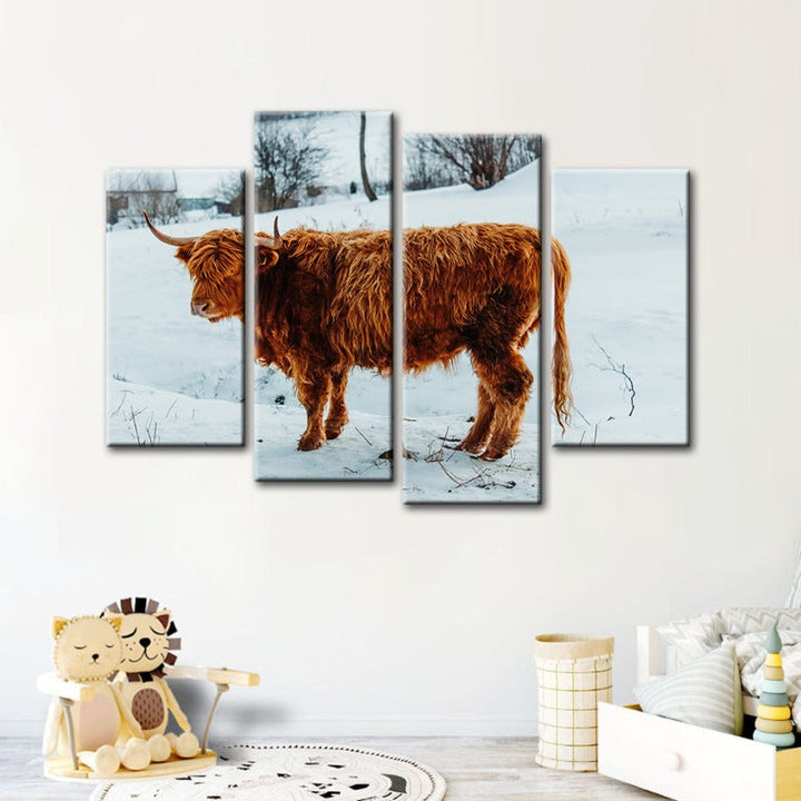 4-delt curlende ku - Canvas veggkunstmaleri | Skanto