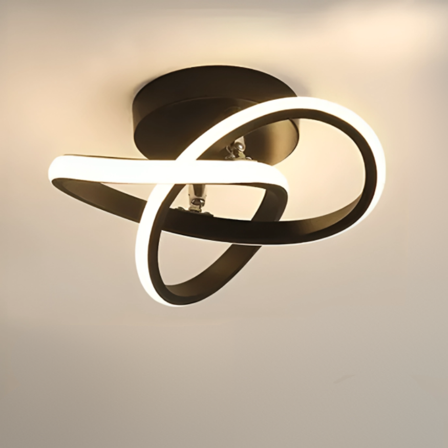 Moderne LED Taklampe 18W | Kreativ Design med 2 Ringer | Energivennlig Belysning for Stue & Kontor 24 cm | Skanto