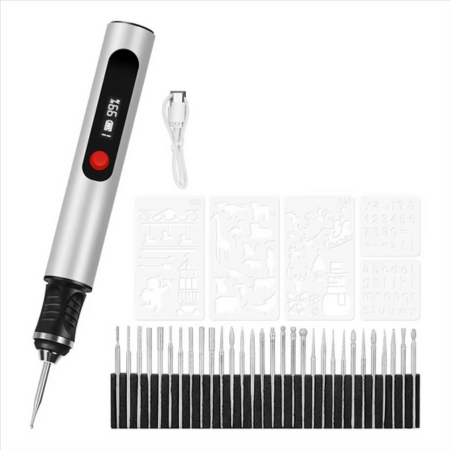 Skanto | DIY KITSCRIBE PENCIL for artists, rechargeable precision tool for 50+ surfaces with 30 bits and mastery guide