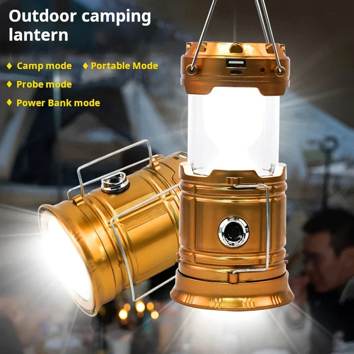 Skanto | Sol Campinglampe med USB-lading – Bærbar LED-lanterne for utendørsaktiviteter og nødsituasjoner