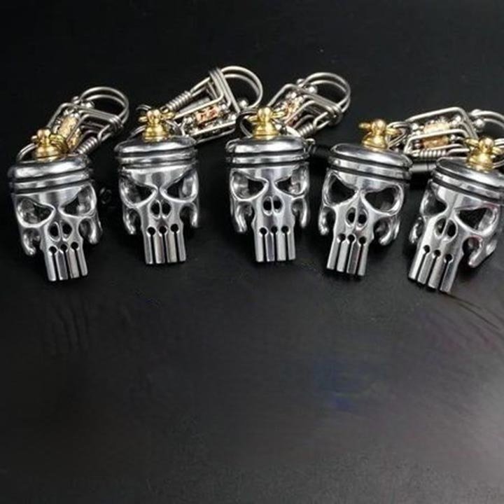 Skanto | Piston kunst hodeskalle nøkkelring [pendant/lommelykt/flaskeåpner]