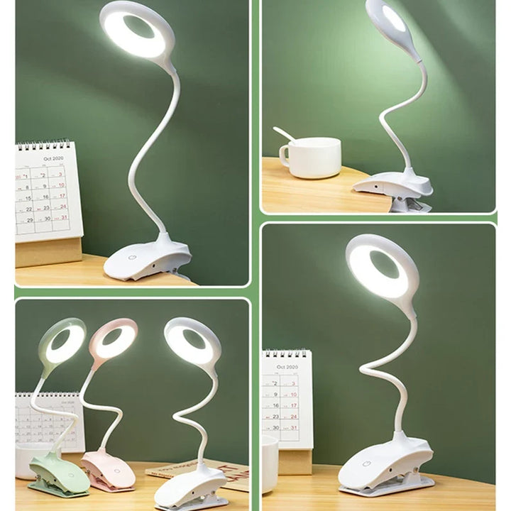 Skanto | Oppladbar LED Bordlampe med Klemme – Justerbar Skrivebordslampe for Hjemmekontor og Studier