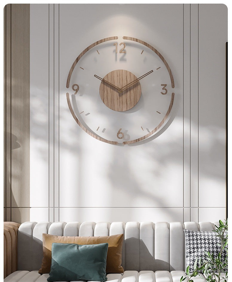 Nordisk Stille Veggdekorasjonsklokke Laget av Ekte Tre, 35 cm | Stille og Stilig | Skanto