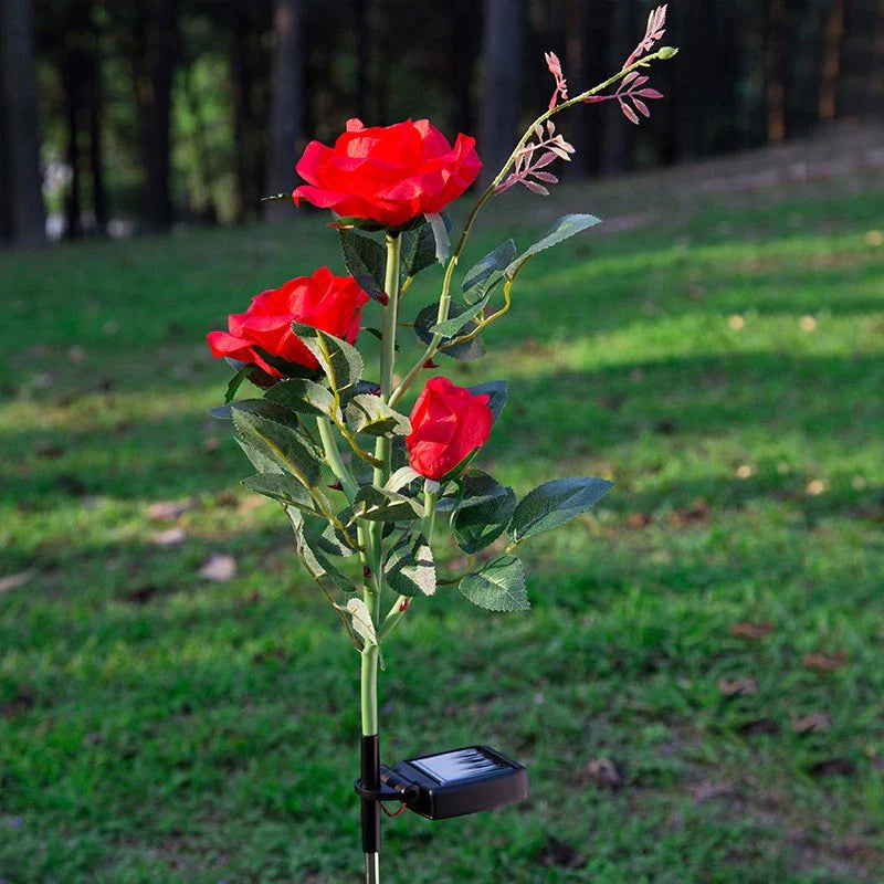 Skanto | Solfylte rose lys – hagepinner med solcellepanel for dekorativ belysning
