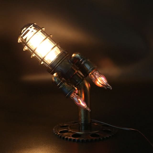 Skanto | Steampunk Rakett Bordlampe med Flamme Lys