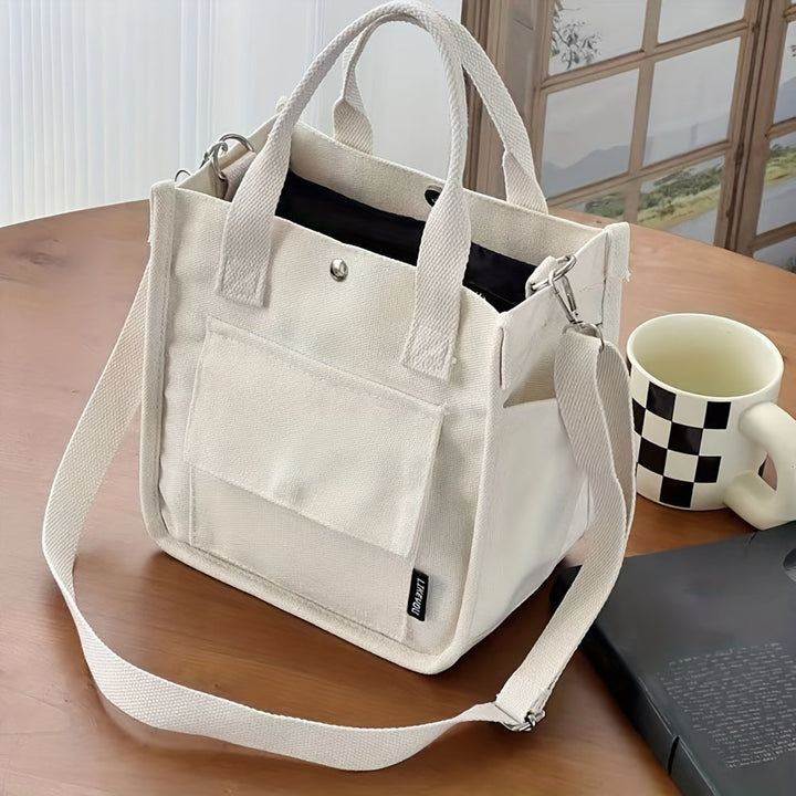 Skanto | UrbanEase Canvas Slingbag – Hvit skulderveske med magnetlås og justerbar stropp