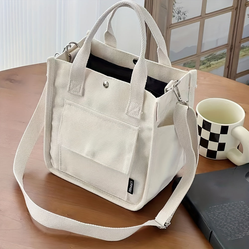 UrbanEase Canvas Slingbag – Hvit skulderveske med magnetlukking og justerbar stropp | Skanto