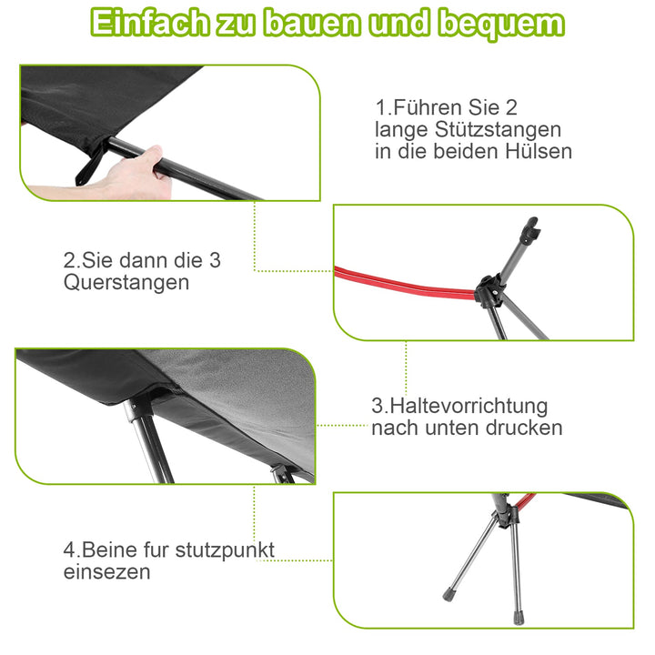 Folding Bed Black Camping Bed Høydejusterbar | Skanto