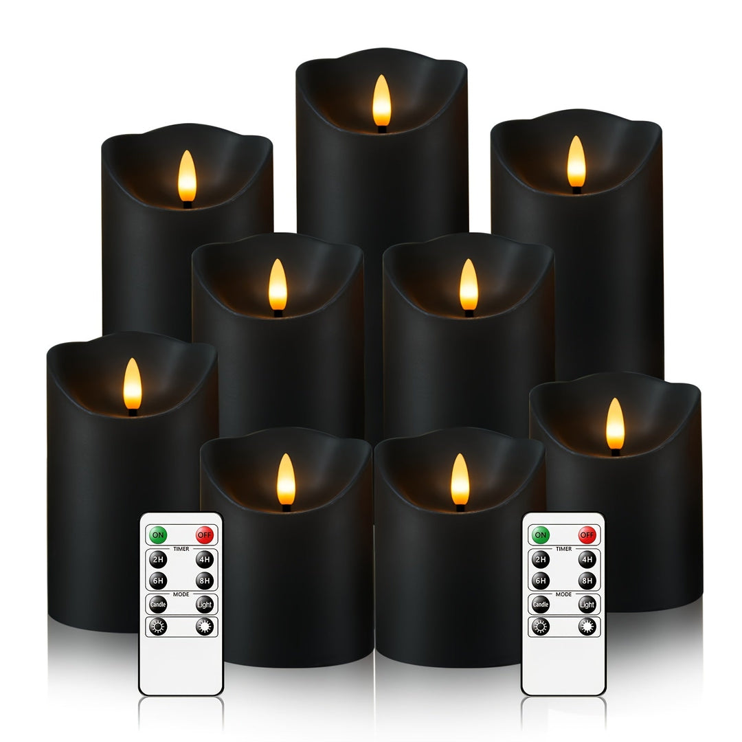 Skanto | GlowLuxe Flameless LED Lys Sett (9-delt) – Med Fjernkontroll og Glitterfinish