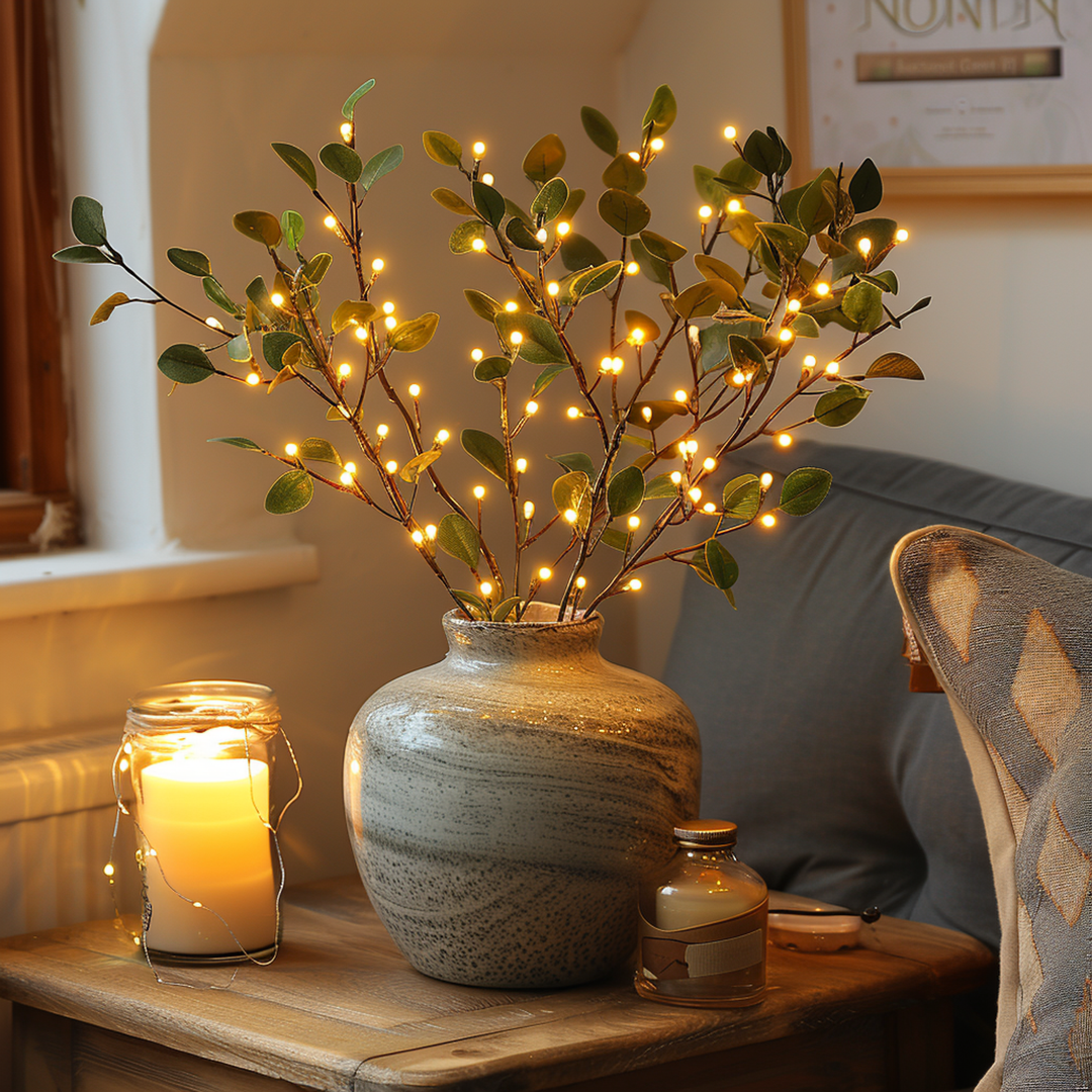 Skanto | LumiVista Magisk Olivengren Lyskede – 70cm Elegant LED Dekorasjon