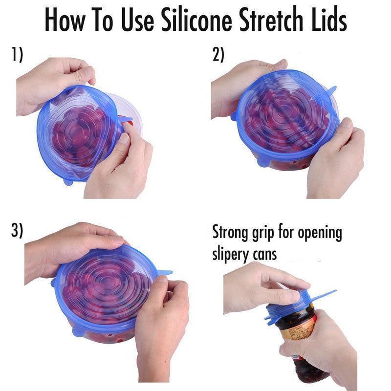 Skanto | Gjenbrukbare silikonstretch-lokk  6 deler Universal bolllokk