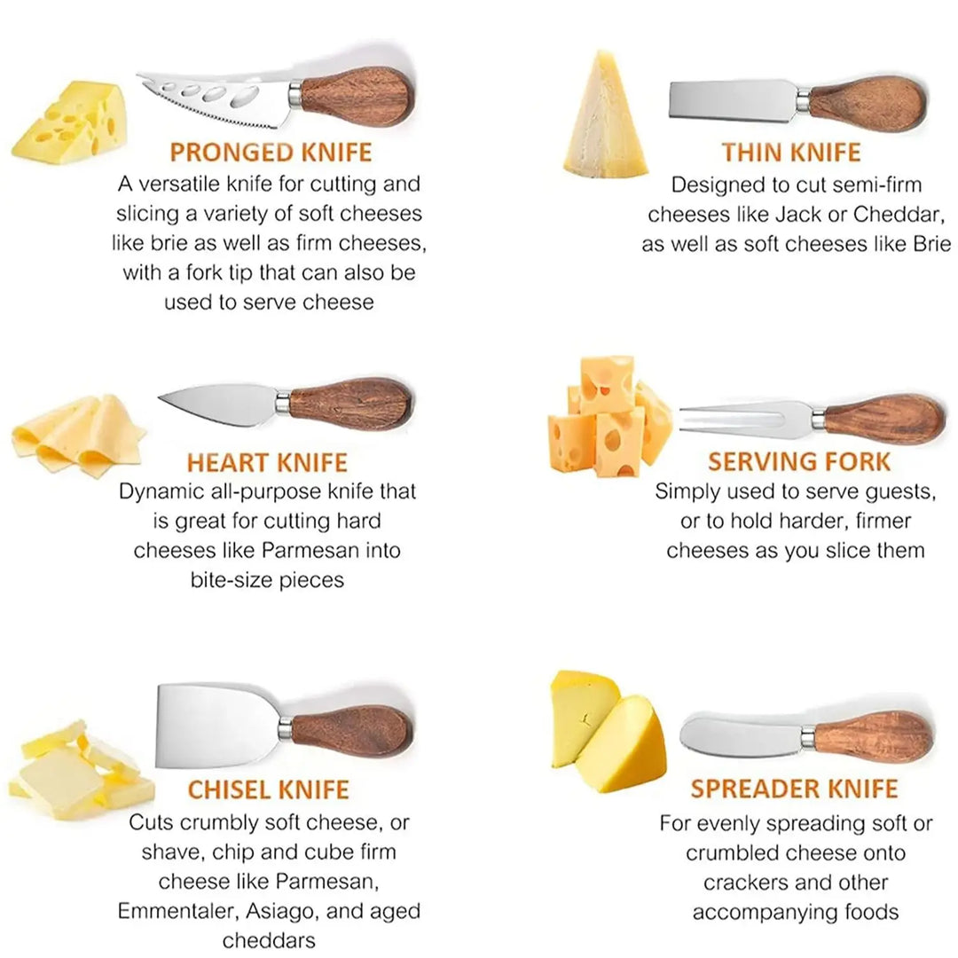 6stk Stålosterkniver for Charcuterie-boards og Bestikk | Skanto