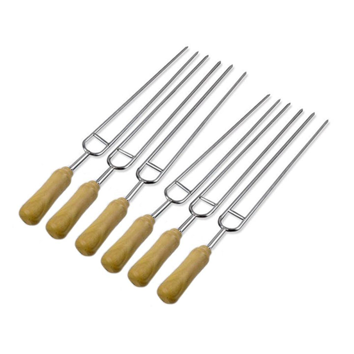 6stk U-formet Trehåndtak BBQ Spyd | Skanto