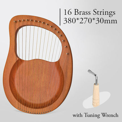 Skanto | 16 Messingstreng Mahogni Lyre Harpe med Tonetrench for Barn, Tenåringer & Voksne