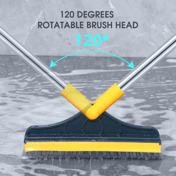 2 i 1 Gulvrengjøringsbørste med Vindu Squeegee 120 Grad Rotérbart Langt Håndtak Skanto