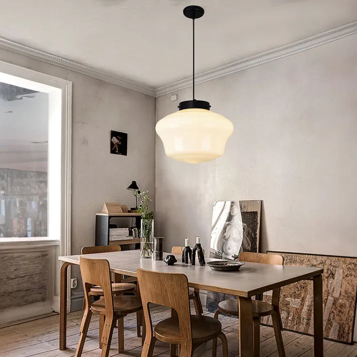 Vintage Geometrisk Hengelampe laget av Matt Glass – Retro Pendellampe for Spisestue | Skanto