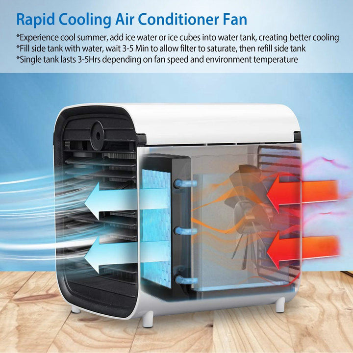 Skanto | 7-farger byttbar bærbar mini air conditioner kjøleovn vifte