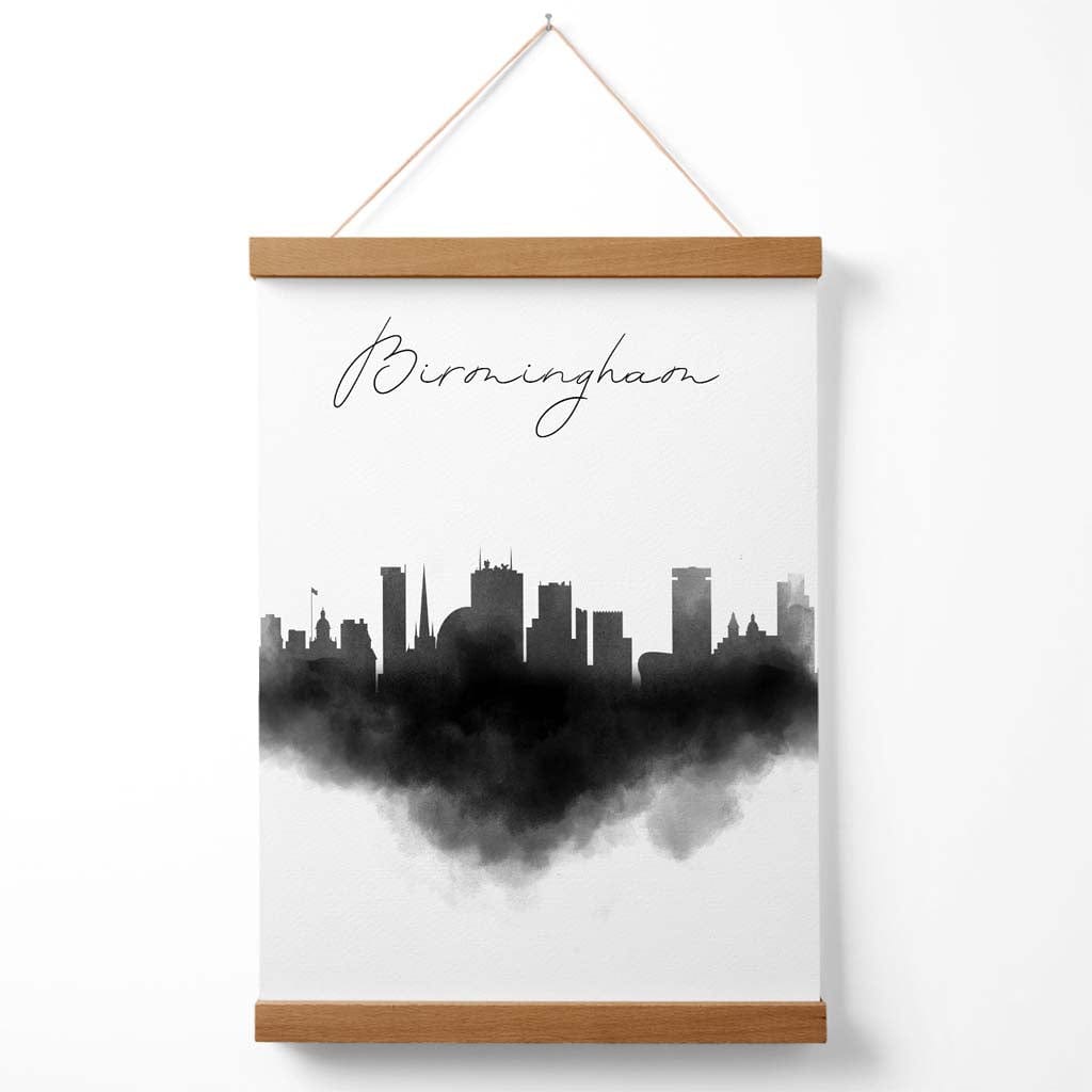 Akvarell plakat for Birminghams skyline med oppheng