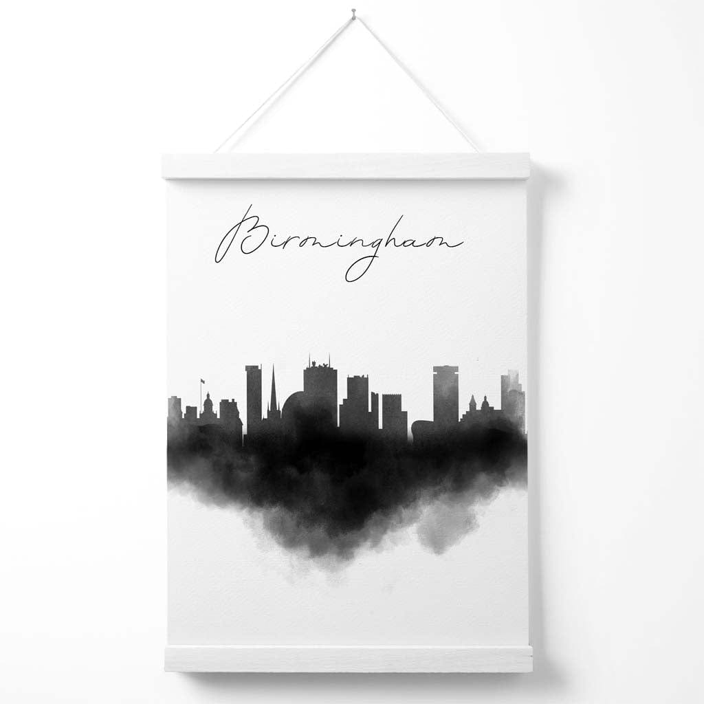 Akvarell plakat for Birminghams skyline med oppheng