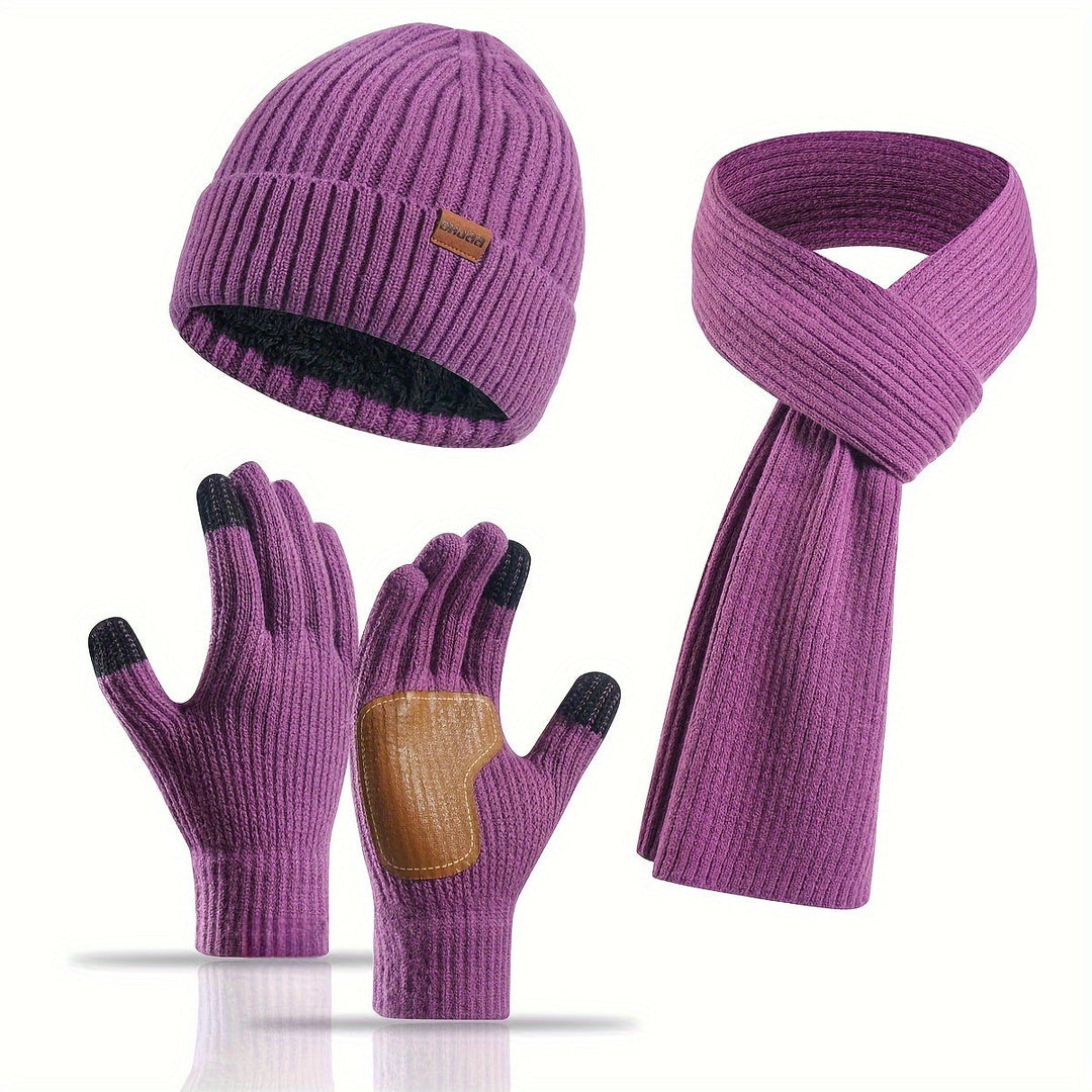 Skanto | Vinter Komfort Sett – Strikket Lue, skjerf og hansker for Unisex