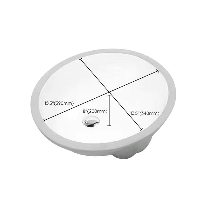 Moderne oval undermontert servant i porselen med pop-up-avløp