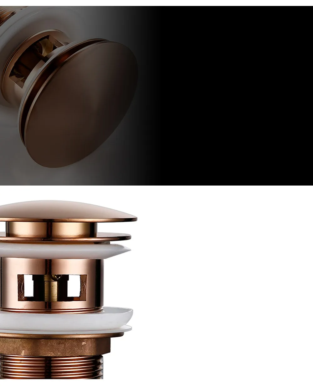 Bagnolux Rose Gold Sink Drain Valve Skanto