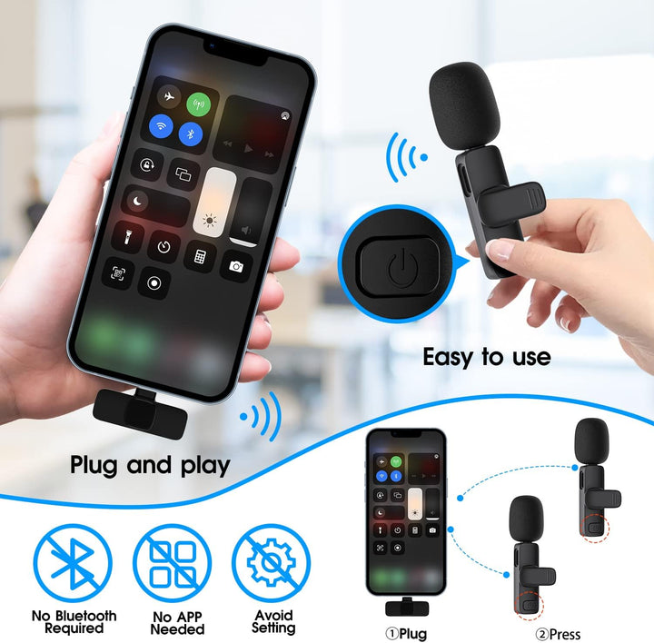 2-Pack trådløs mikrofon for iPhone iPad Skanto