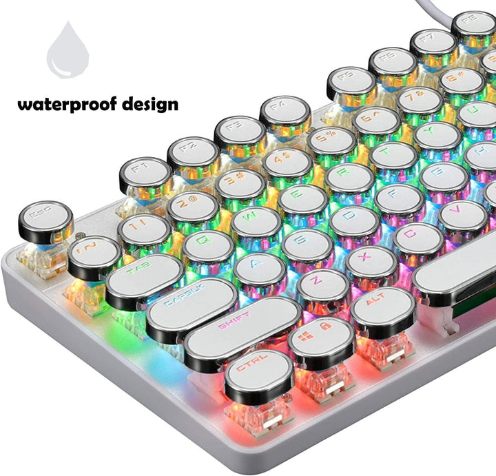 Mechanische Gaming-Tastatur med 87 Tasten, RGB-Hintergrundbeleuchtung og blauen Schaltern