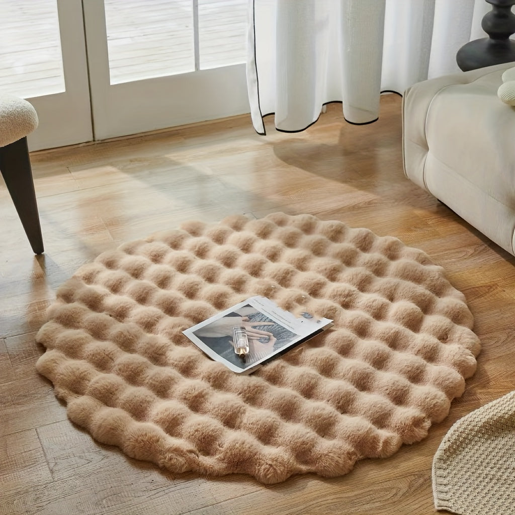 Rund fluffy teppe for stilige rom – Mykt teppe for stue og soverom | Skanto