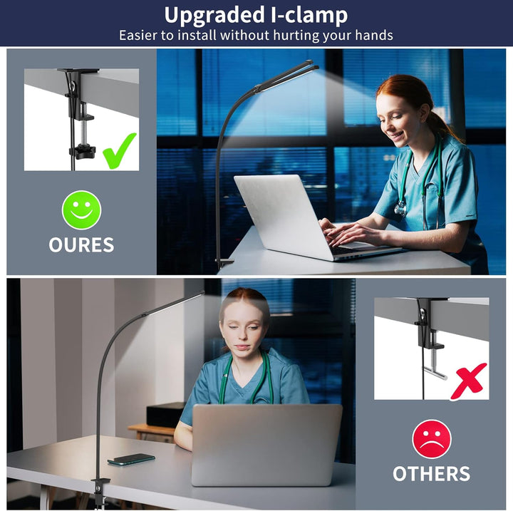 Frendorf | 77 LED skrivebordsklemme lampe med 70 cm fleksibel gåseneck – Ravien