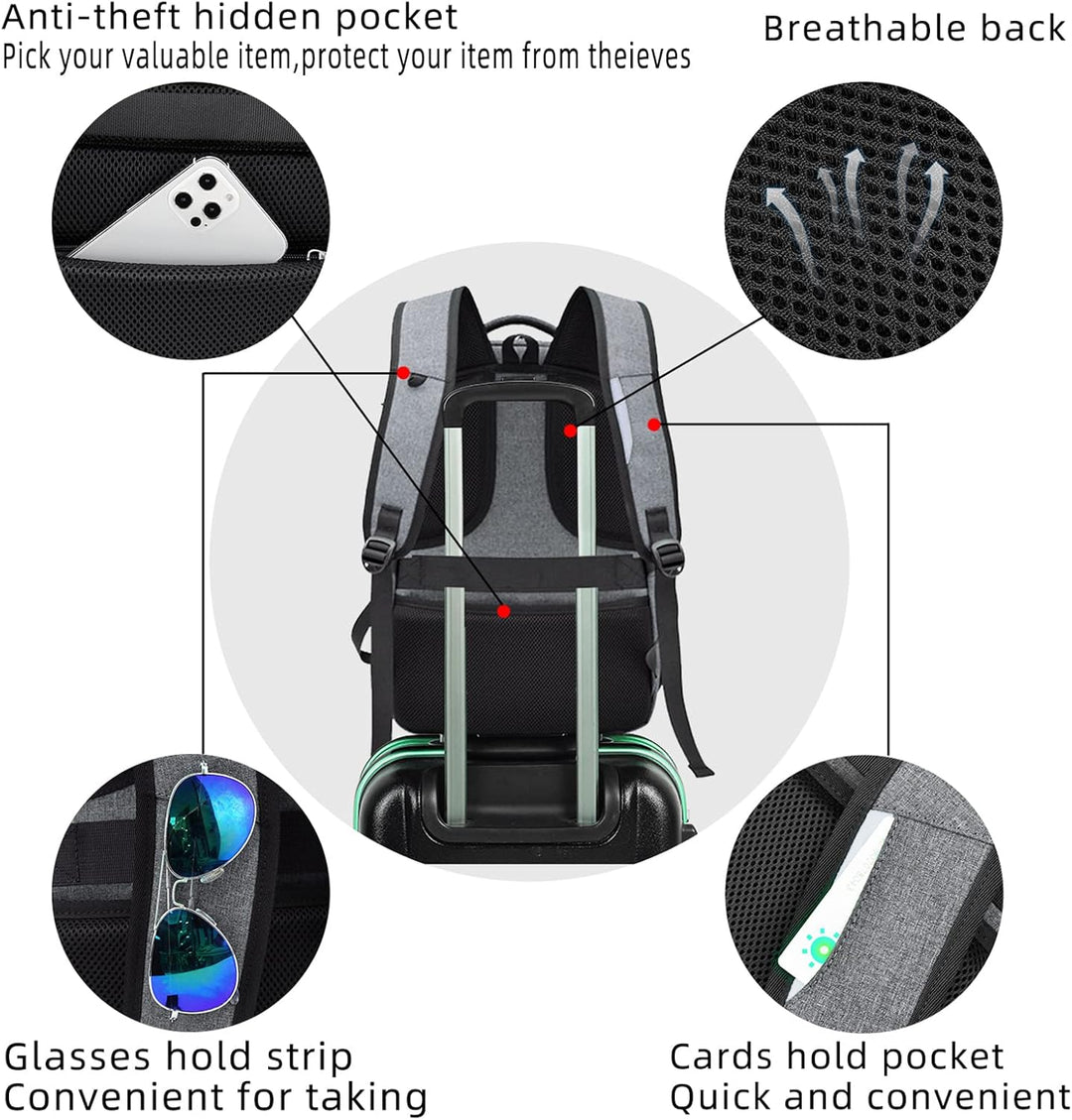 Vanntett reise laptop ryggsekk med USB-port og organisert lagring | Skanto