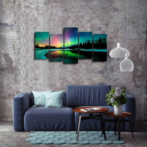 5-delt Aurora lerret veggkunstmaleri | Skanto