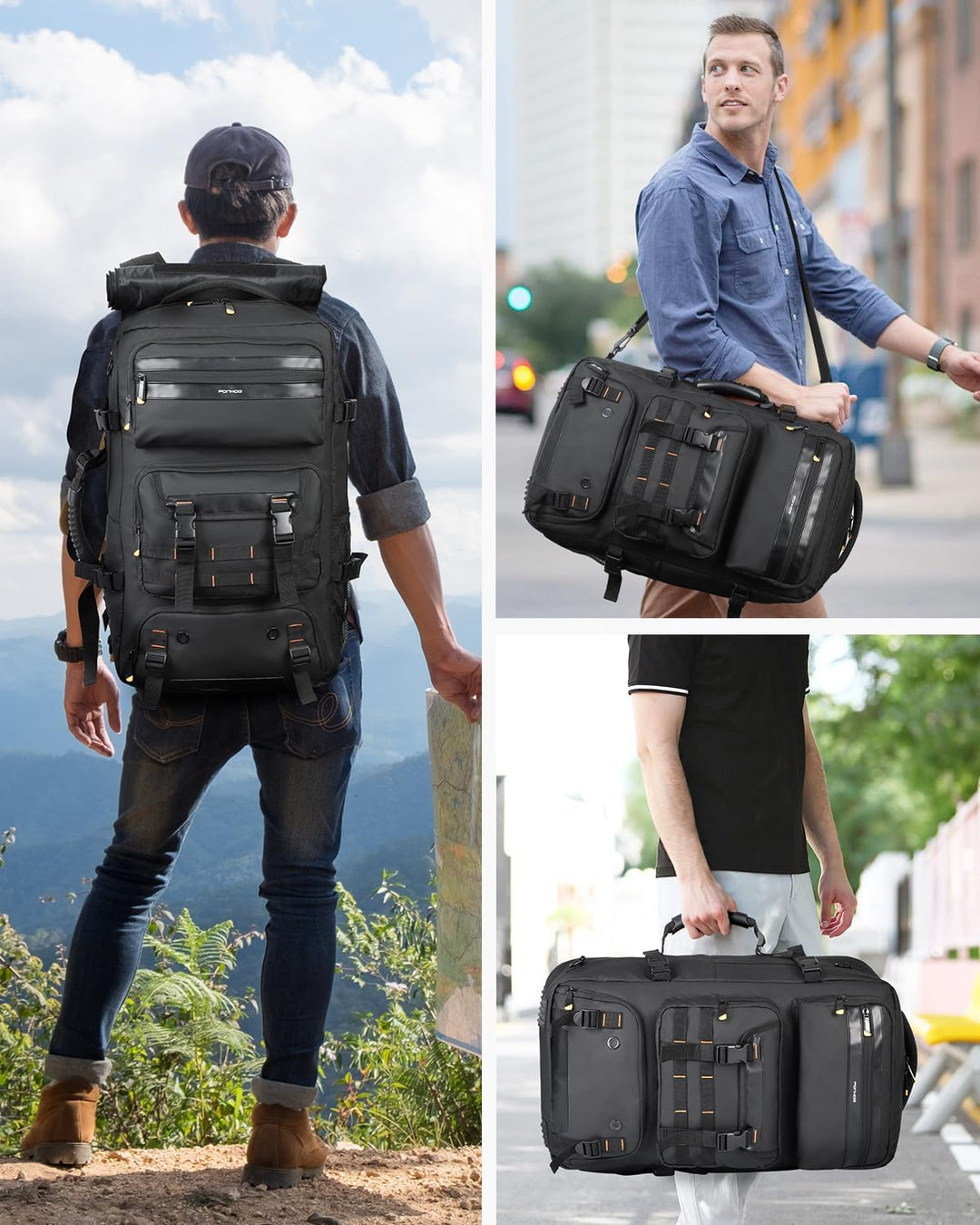 50L Flyklar Konverterbar Reise Ryggsekk med Skoparti & USB-port | Skanto