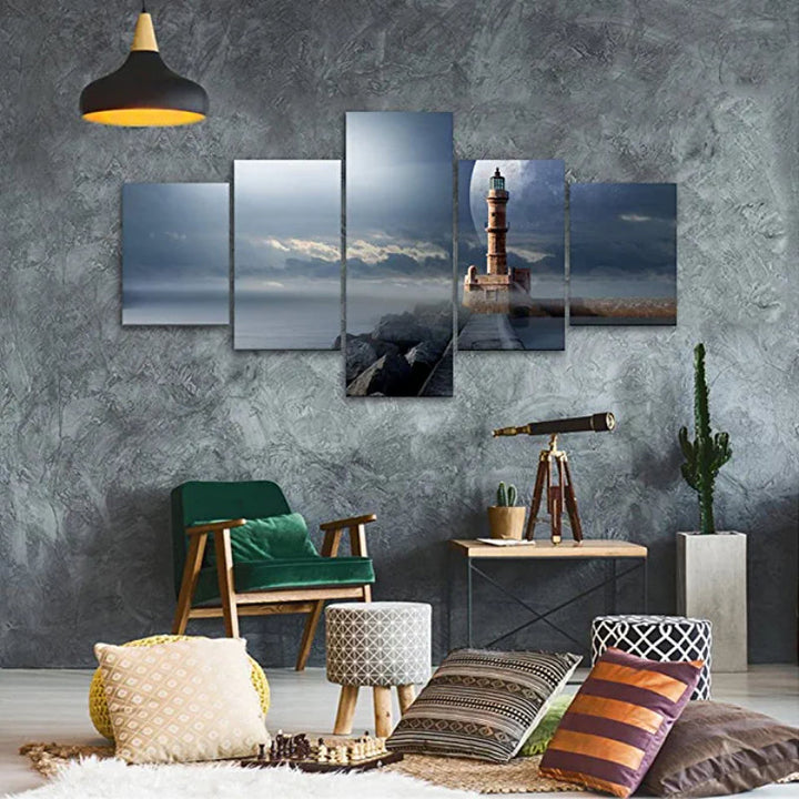 5 stk Leuchtturm nattbilder kunstverk lerretsutskrift | Skanto