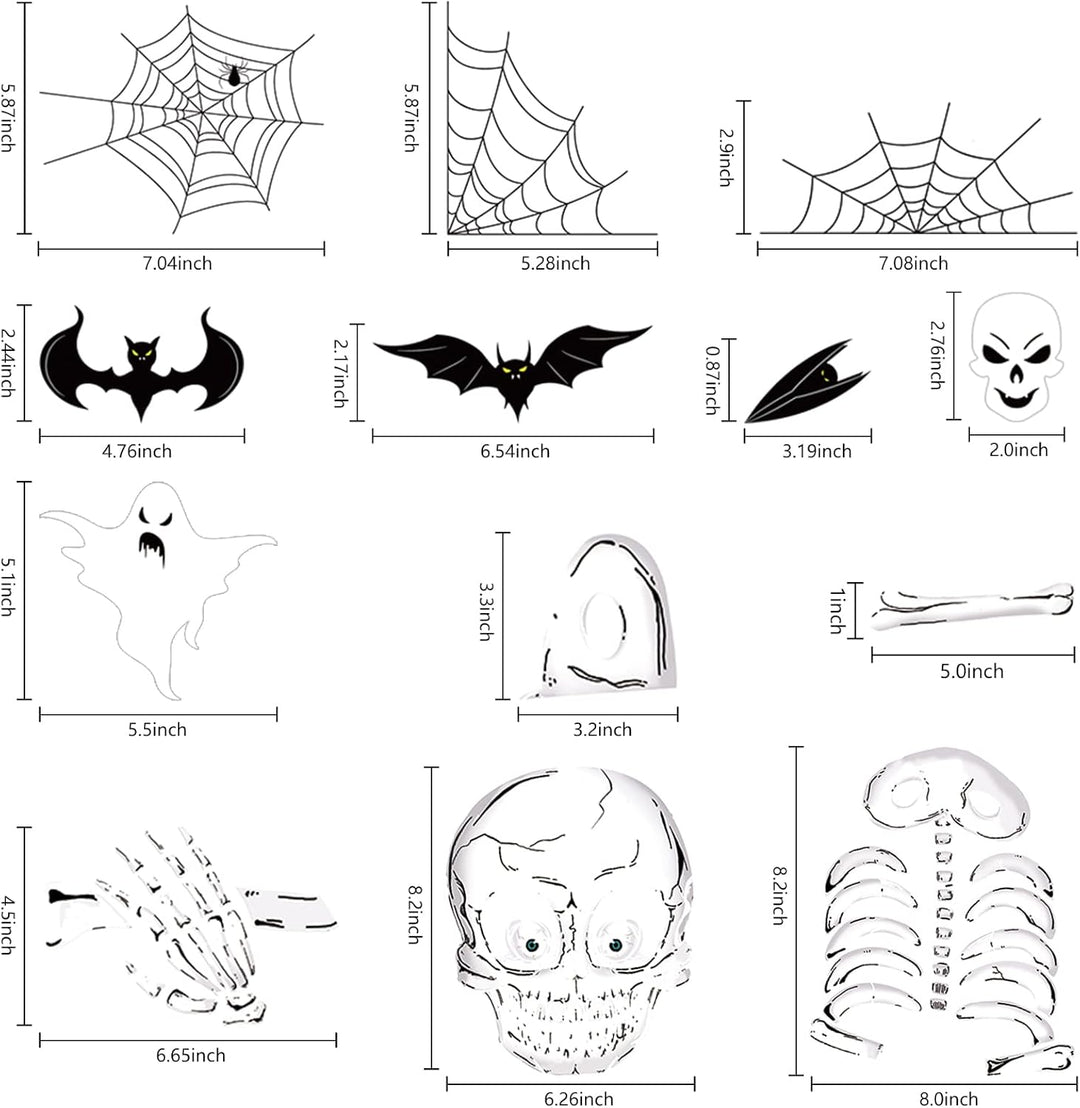 140PCS Halloween Vindu Klistermerker Dekor - Dobbeltsidige Avtakbare Klistremerker For Innendørs Halloween Fest Dekorasjoner Skanto