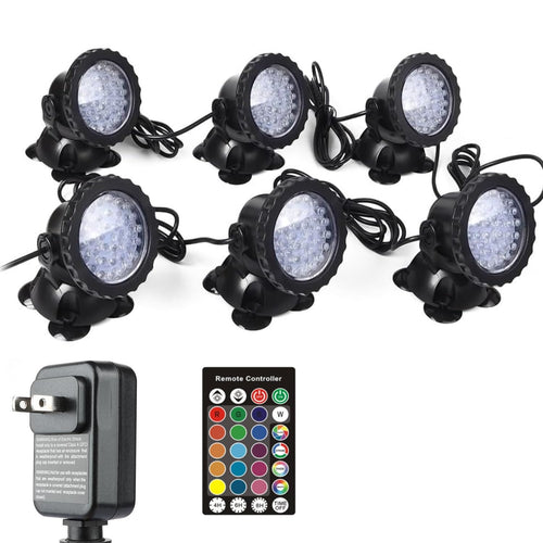 Norvo | Rgb Damlys, Fargeforandrende Fontenelys Nedsenkbare Damlys, Ip68 Vanntett Flerfarget Dimmbar Brukt Til Hage Spotlight Fiskedam Dekorasjon (6 Lys)