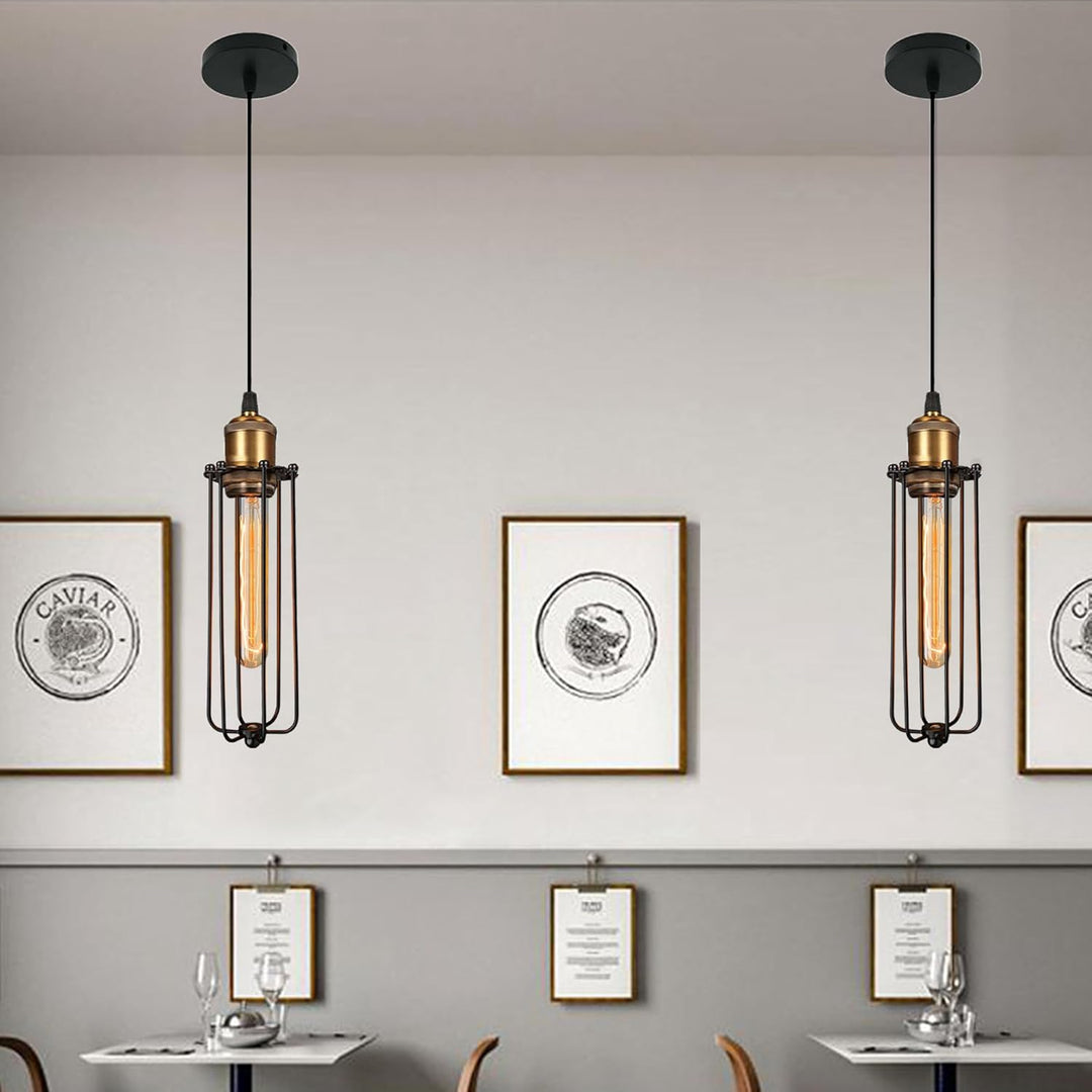 Skanto | Industriell Pendellampe i Retro Design – Vintage Hengelampe med Metallgitter