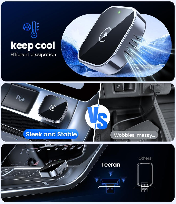 Skanto | Mini trådløs CarPlay-adapter med dual-band tilkobling og kompakt design – Novaro
