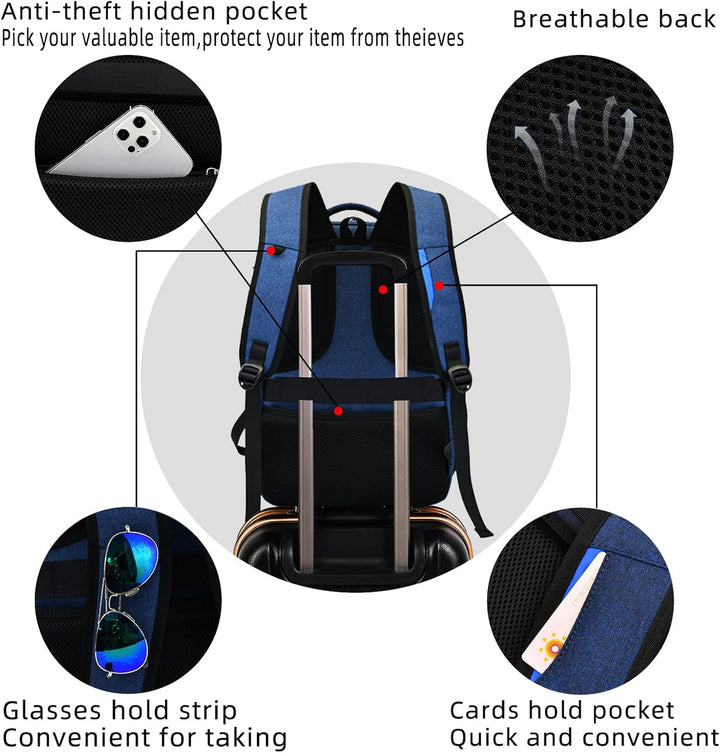 Vanntett reise laptop ryggsekk med USB-port og organisert lagring | Skanto