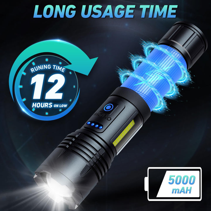 Skanto | Sknsl Oppladbar Led Lommelykt 990 000 Lumen, 7 Moduser, Ipx7 Vanntett For Camping & Nødsituasjoner