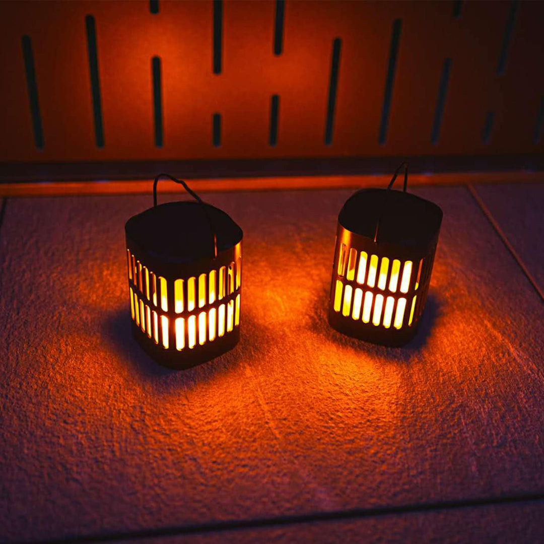 Skanto | Solar LED Flamme Lantern – Dekorativ utendørs belysning for hage og terrasse med hengemulighet