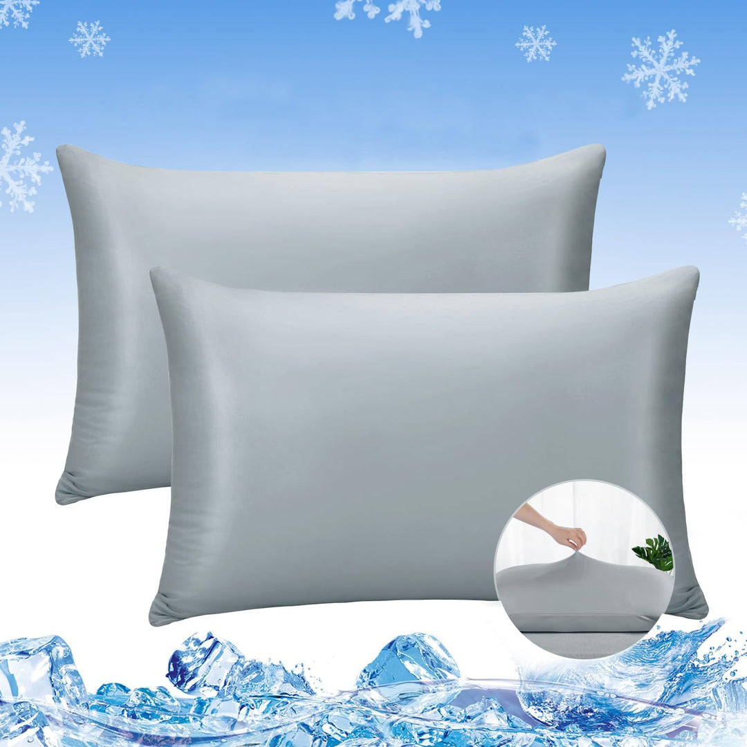 2-Pack Premium Silky Super Cooling Mørkegrå Putetrekk – Extreme Q-Max 0.5 | Skanto