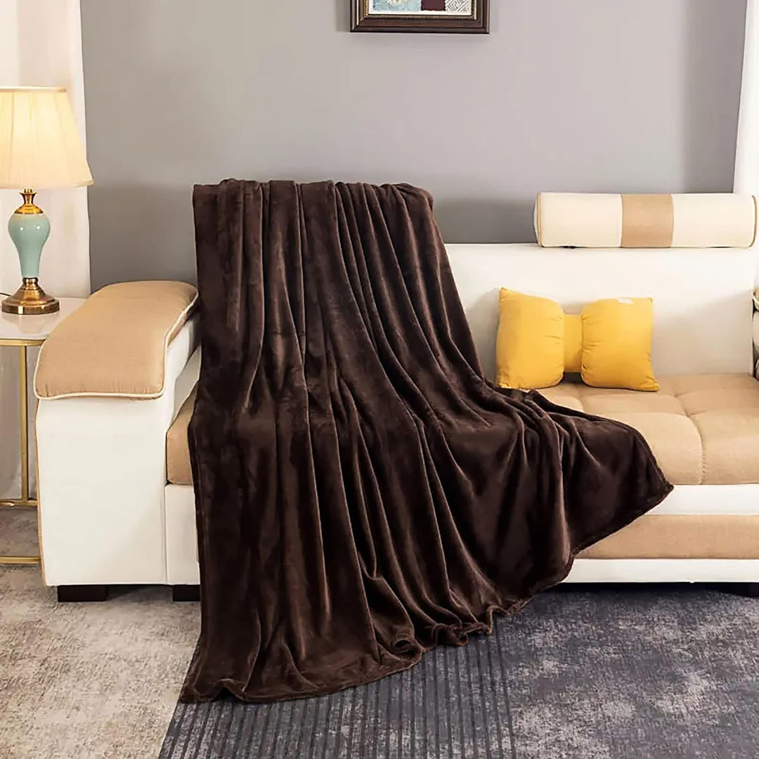Fleece Stor Sofa Kaste Lettvekt Fuskepels Teppesett
