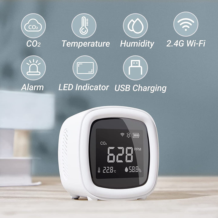 INKBIRD WiFi 3-i-1 Innendørs CO2 Detektor IAQM-068W | Skanto