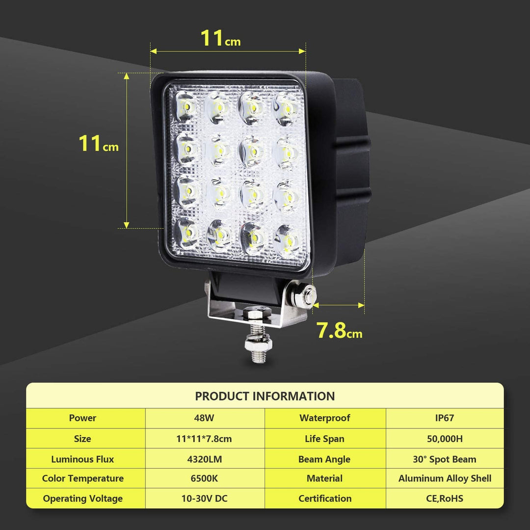 LED Arbeidslys 48W IP67 Ryggelys 2X-10X | Skanto