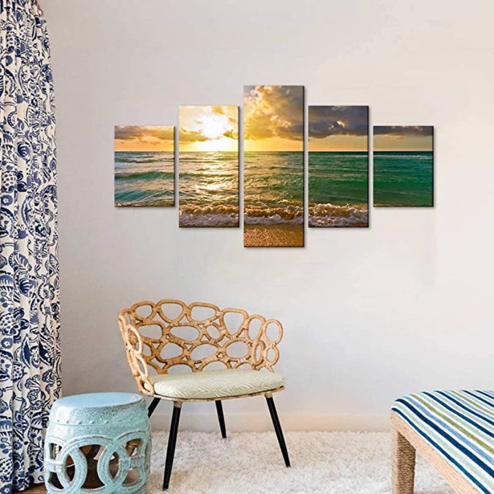 5 stk solnedgang havlandskap maling | Skanto
