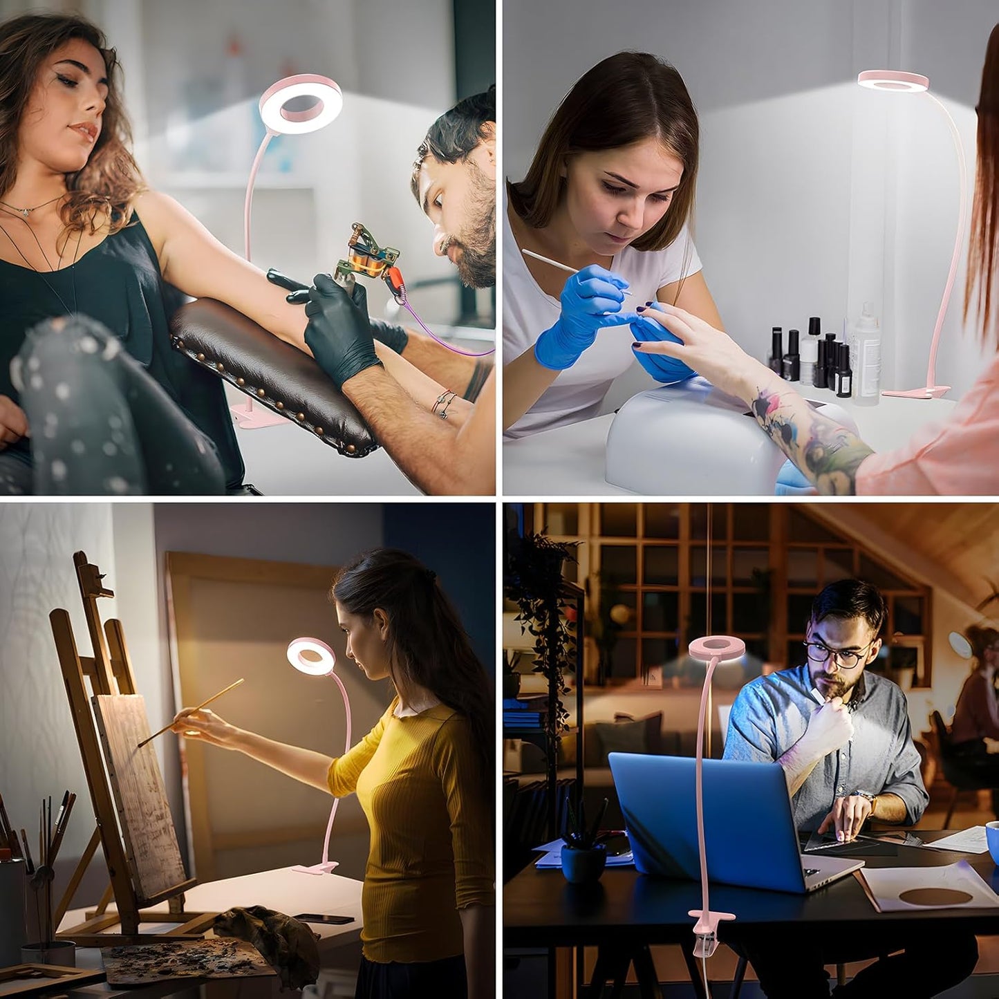 Norvo | 3 Farge Modus LED Skrivebord Klem Lampe med & Fleksibel Gås Nakke – Selvara (1+1 GRATIS)